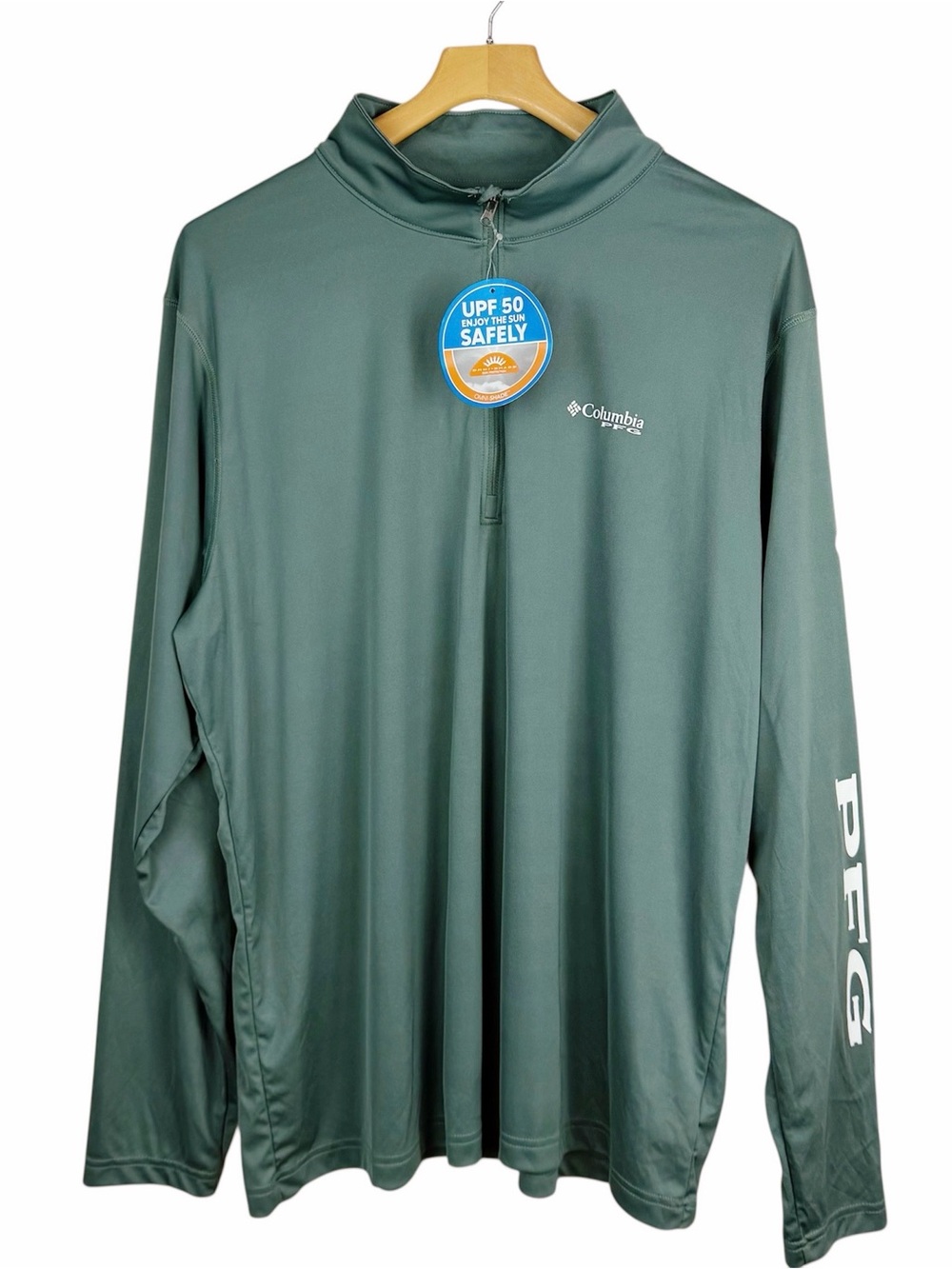 Columbia PFG Terminal Tackle 1/4 Zip Pullover Omni Shade Green Shirt Size XL